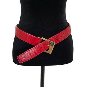 W.Kleinberg Womens eel Skin Belt Red Gold Buckle Size Small Made in USA